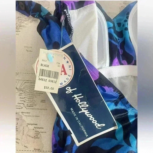 Vintage 80s 90s Maxine of Hollywood Floral One Piece Swimsuit 14 XS Vintage Size - Picture 6 of 11